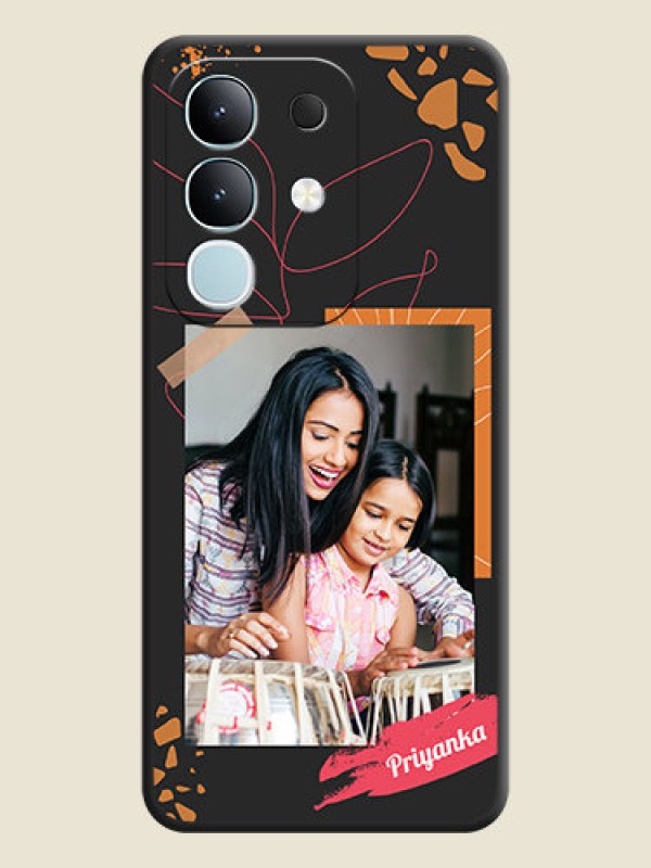 Custom Orange Photo Frame On Space Black Custom Soft Matte Mobile Back Cover - Vivo Y31 Pro 5G