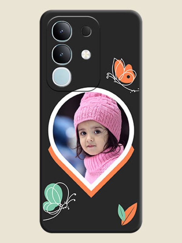 Custom Upload Pic With Simple Butterly Design On Space Black Custom Soft Matte Mobile Back Cover - Vivo Y31 Pro 5G
