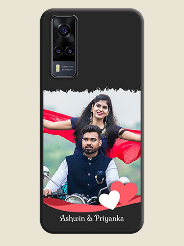 Custom Pin Color Love Shaped Ribbon Design with Text on Space Black Custom Soft Matte Phone Back Cover - Vivo Y31