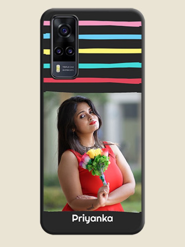 Custom Multicolor Lines with Image on Space Black Personalized Soft Matte Phone Covers - Vivo Y31