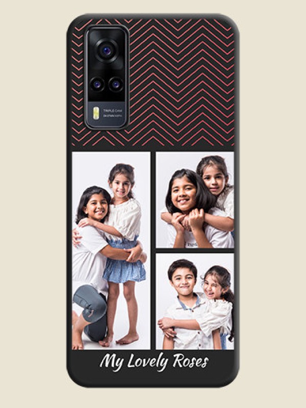 Custom Wave Pattern with 3 Image Holder on Space Black Custom Soft Matte Back Cover - Vivo Y31