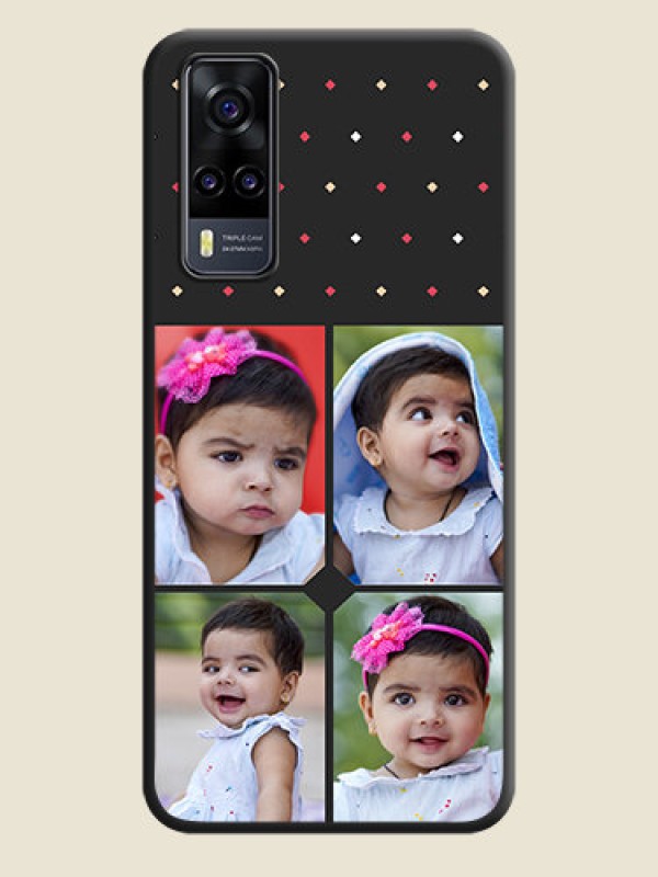 Custom Multicolor Dotted Pattern with 4 Image Holder on Space Black Custom Soft Matte Phone Cases - Vivo Y31