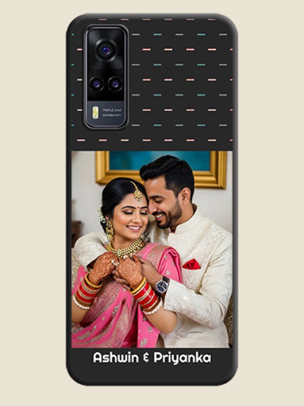 Custom Line Pattern Design with Text on Space Black Custom Soft Matte Phone Back Cover - Vivo Y31