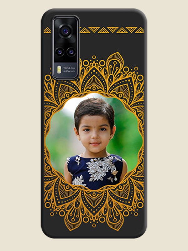 Custom Round Image with Floral Design on Photo on Space Black Soft Matte Mobile Cover - Vivo Y31