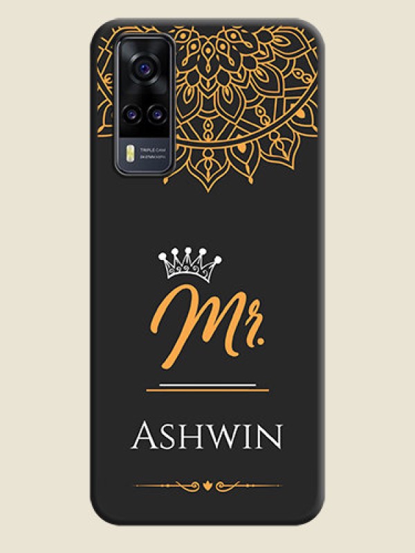 Custom Mr Name with Floral Design  on Personalised Space Black Soft Matte Cases - Vivo Y31