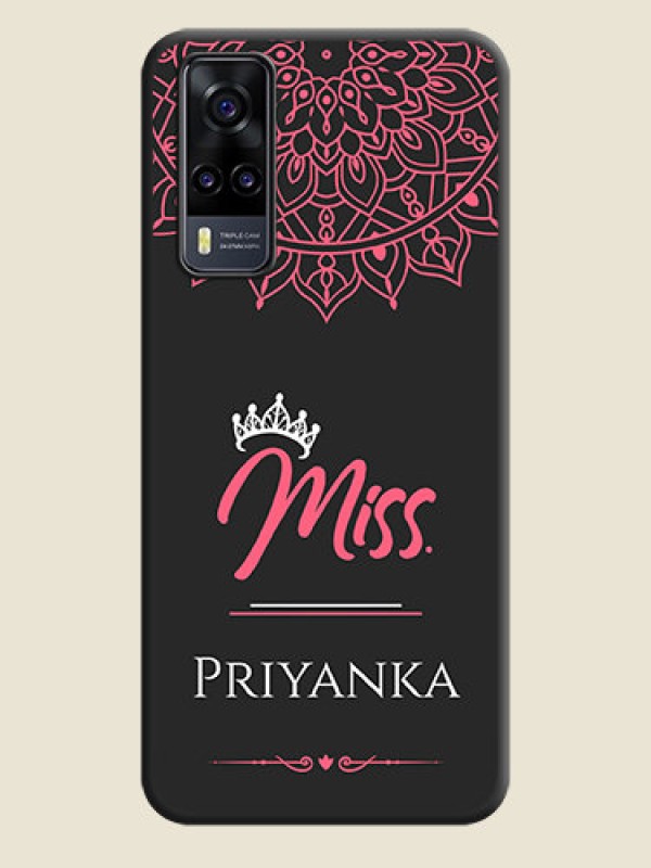 Custom Mrs Name with Floral Design on Space Black Personalized Soft Matte Phone Covers - Vivo Y31