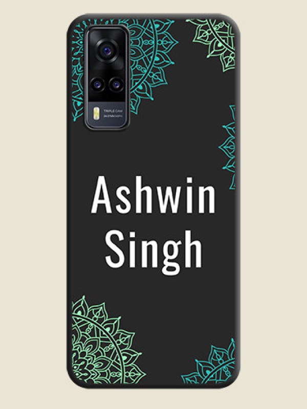 Custom Your Name with Floral Design on Space Black Custom Soft Matte Back Cover - Vivo Y31