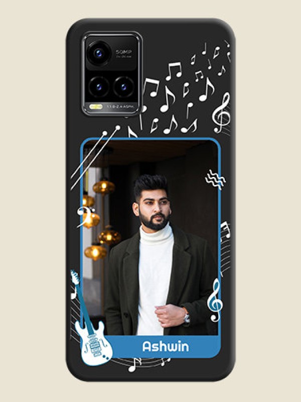 Custom Musical Theme Design with Text on Photo on Space Black Soft Matte Mobile Case - Vivo Y33s
