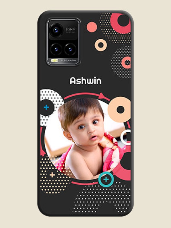 Custom Multicoloured Round Image on Personalised Space Black Soft Matte Cases - Vivo Y33s