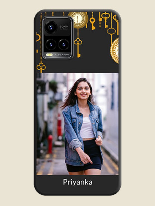 Custom Decorative Design with Text on Space Black Custom Soft Matte Back Cover - Vivo Y33s