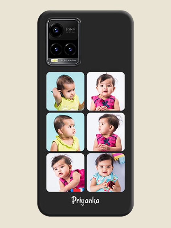 Custom Floral Art with 6 Image Holder on Photo on Space Black Soft Matte Mobile Case - Vivo Y33s