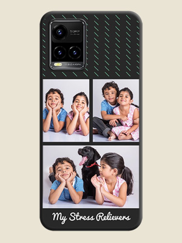 Custom Cross Dotted Pattern with 2 Image Holder  on Personalised Space Black Soft Matte Cases - Vivo Y33s