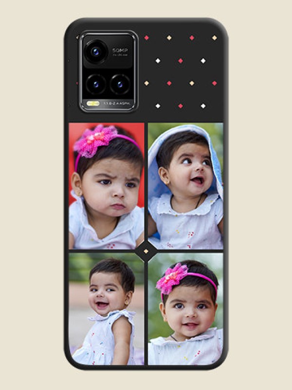 Custom Multicolor Dotted Pattern with 4 Image Holder on Space Black Custom Soft Matte Phone Cases - Vivo Y33s