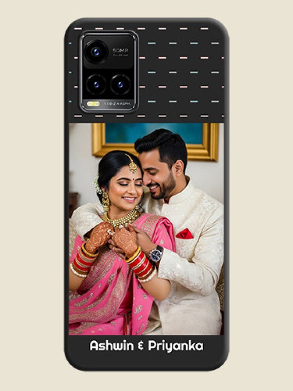 Custom Line Pattern Design with Text on Space Black Custom Soft Matte Phone Back Cover - Vivo Y33s