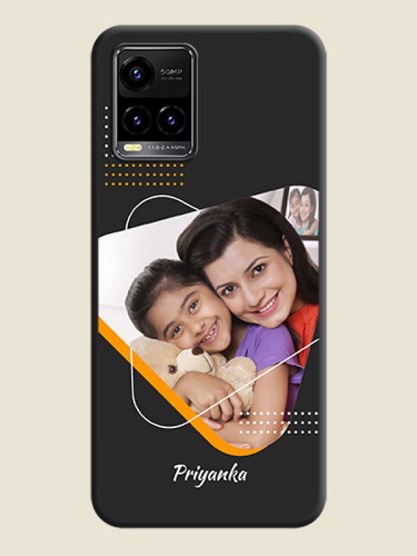 Custom Yellow Triangle on Photo on Space Black Soft Matte Phone Cover - Vivo Y33s