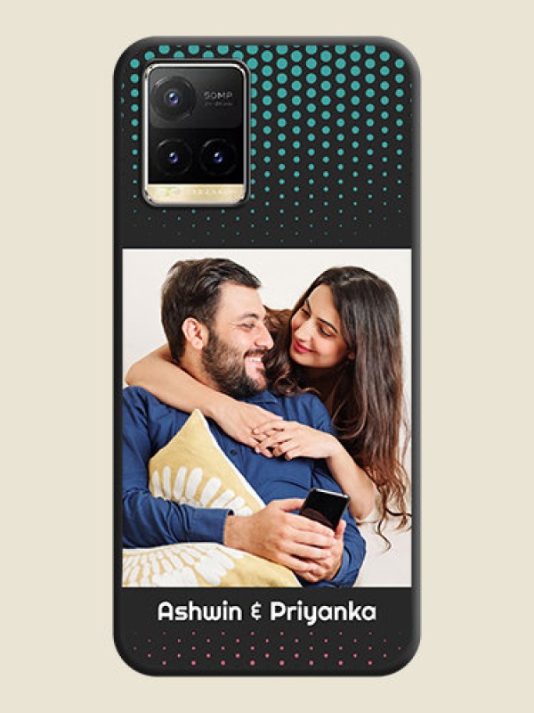 Custom Faded Dots with Grunge Photo Frame and Text on Space Black Custom Soft Matte Phone Cases - Vivo Y33T