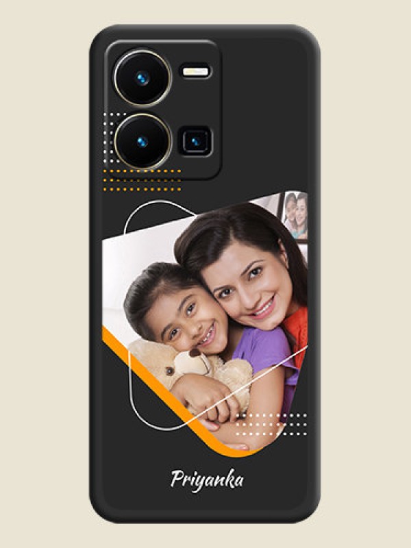 Custom Yellow Triangle on Photo on Space Black Soft Matte Phone Cover - Vivo Y35
