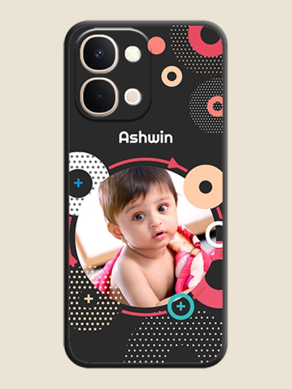 Custom Multicoloured Round Image On Space Black Custom Soft Matte Mobile Back Cover - Vivo Y51 Pro 5G