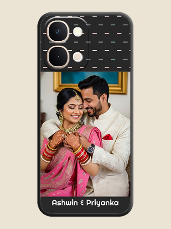 Custom Line Pattern Design with Text On Space Black Custom Soft Matte Mobile Back Cover - Vivo Y51 Pro 5G