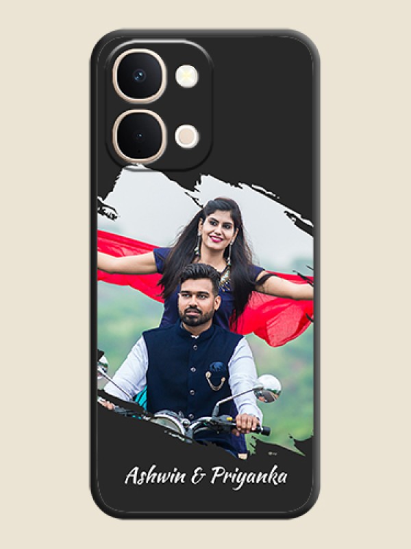Custom Grunge Brush Strokes on Photo On Space Black Custom Soft Matte Mobile Back Cover - Vivo Y51 Pro 5G