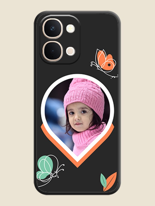 Custom Upload Pic With Simple Butterly Design On Space Black Custom Soft Matte Mobile Back Cover - Vivo Y51 Pro 5G
