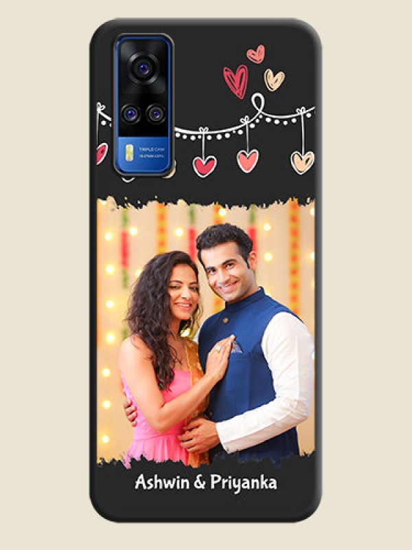 Custom Pink Love Hangings with Name on Space Black Custom Soft Matte Phone Cases - Vivo Y51