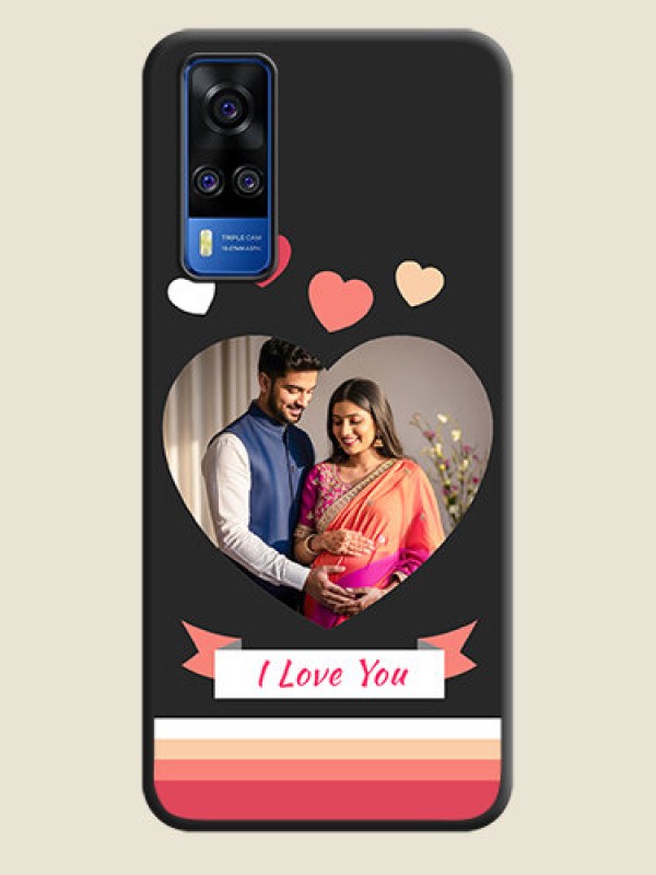 Custom Love Shaped Photo with Colorful Stripes on Personalised Space Black Soft Matte Cases - Vivo Y51