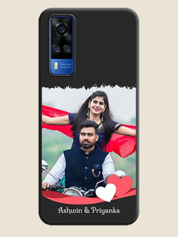 Custom Pin Color Love Shaped Ribbon Design with Text on Space Black Custom Soft Matte Phone Back Cover - Vivo Y51