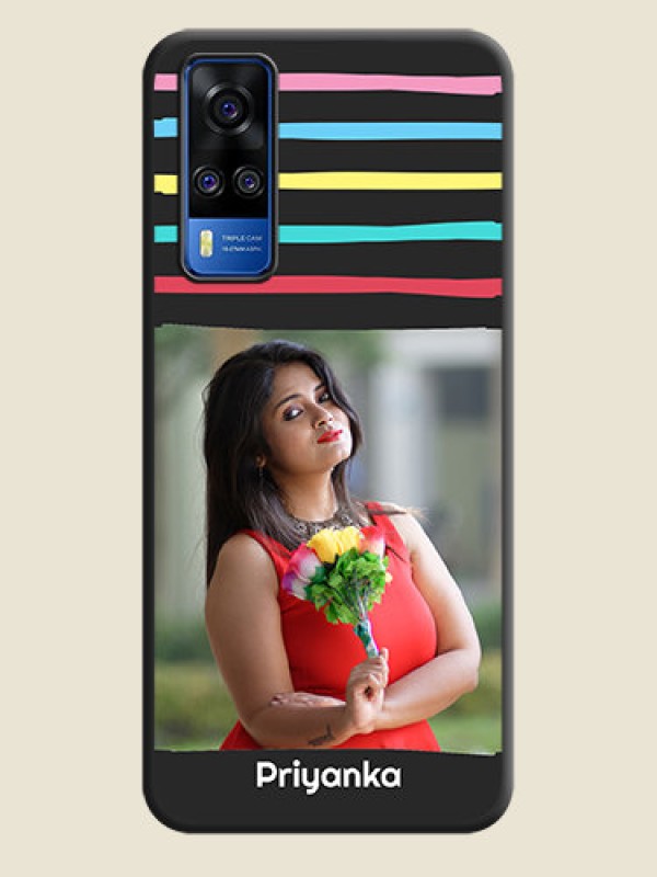 Custom Multicolor Lines with Image on Space Black Personalized Soft Matte Phone Covers - Vivo Y51