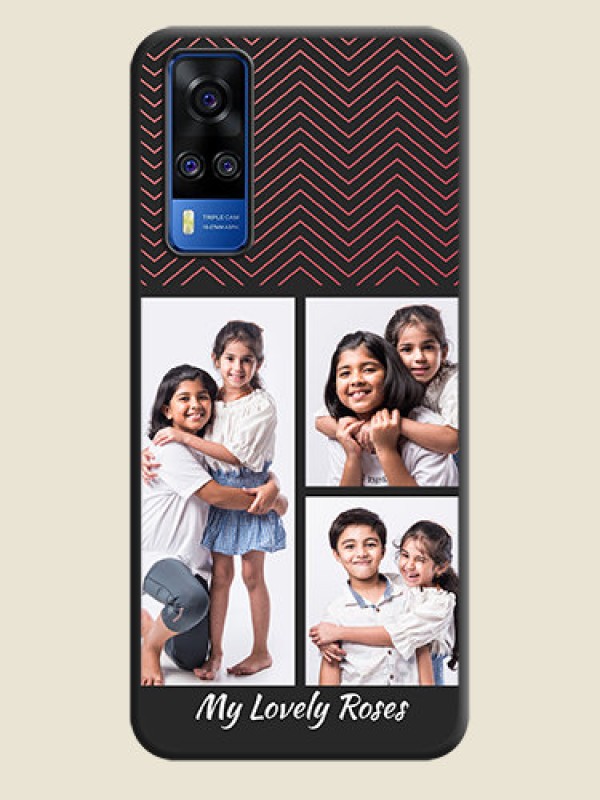 Custom Wave Pattern with 3 Image Holder on Space Black Custom Soft Matte Back Cover - Vivo Y51