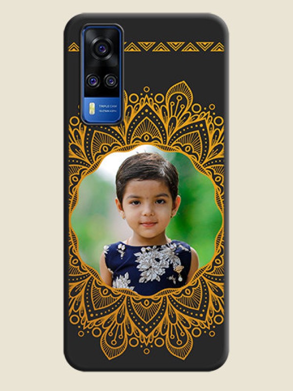 Custom Round Image with Floral Design on Photo on Space Black Soft Matte Mobile Cover - Vivo Y51