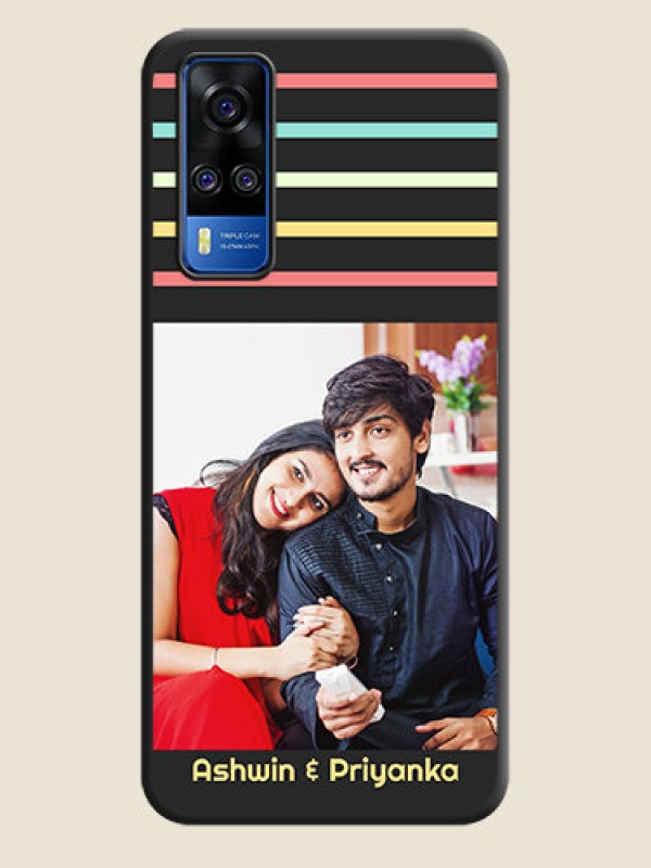 Custom Color Stripes with Photo and Text on Photo on Space Black Soft Matte Mobile Case - Vivo Y51