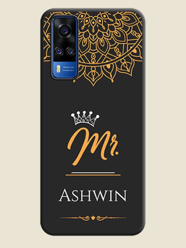 Custom Mr Name with Floral Design  on Personalised Space Black Soft Matte Cases - Vivo Y51