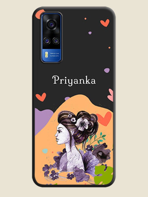 Custom Namecase For Her With Fancy Lady Image On Space Black Personalized Soft Matte Phone Covers -Vivo Y51