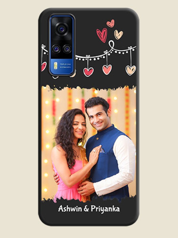 Custom Pink Love Hangings with Name on Space Black Custom Soft Matte Phone Cases - Vivo Y51A