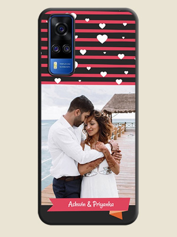 Custom White Color Love Symbols with Pink Lines Pattern on Space Black Custom Soft Matte Phone Cases - Vivo Y51A