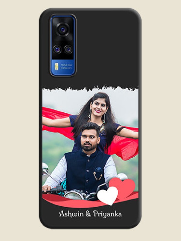 Custom Pin Color Love Shaped Ribbon Design with Text on Space Black Custom Soft Matte Phone Back Cover - Vivo Y51A