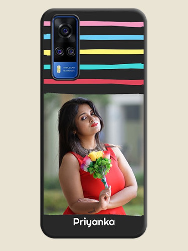 Custom Multicolor Lines with Image on Space Black Personalized Soft Matte Phone Covers - Vivo Y51A
