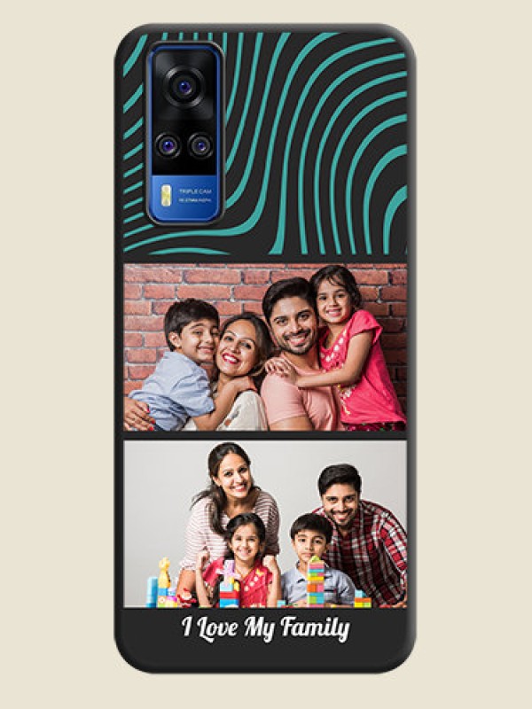 Custom Wave Pattern with 2 Image Holder on Space Black Personalized Soft Matte Phone Covers - Vivo Y51A