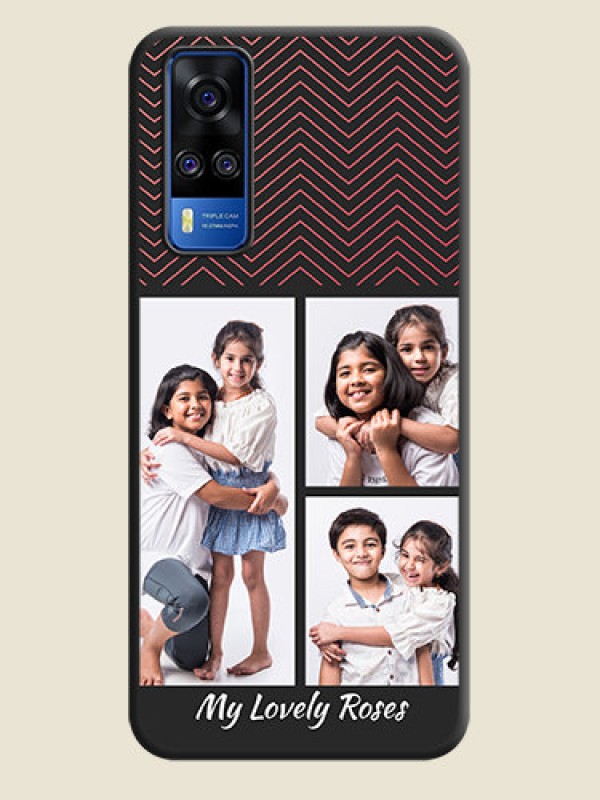 Custom Wave Pattern with 3 Image Holder on Space Black Custom Soft Matte Back Cover - Vivo Y51A