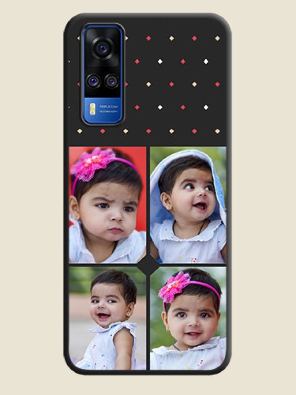 Custom Multicolor Dotted Pattern with 4 Image Holder on Space Black Custom Soft Matte Phone Cases - Vivo Y51A