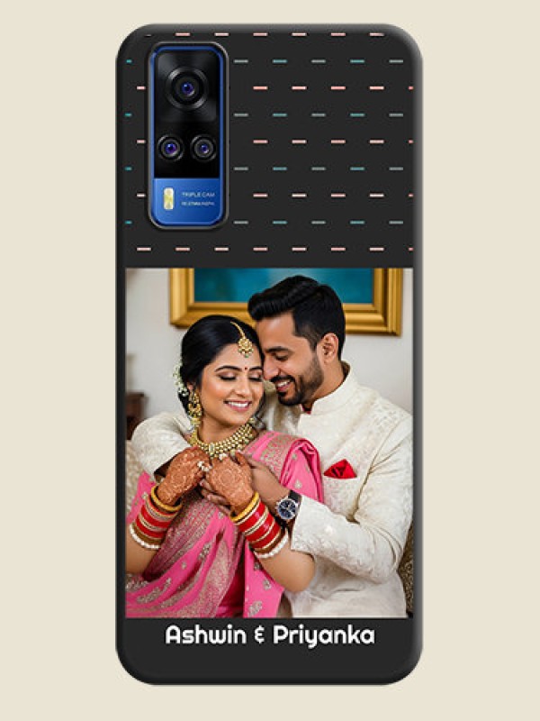 Custom Line Pattern Design with Text on Space Black Custom Soft Matte Phone Back Cover - Vivo Y51A