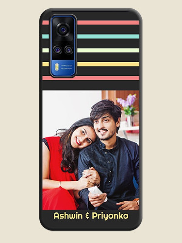 Custom Color Stripes with Photo and Text on Photo on Space Black Soft Matte Mobile Case - Vivo Y51A