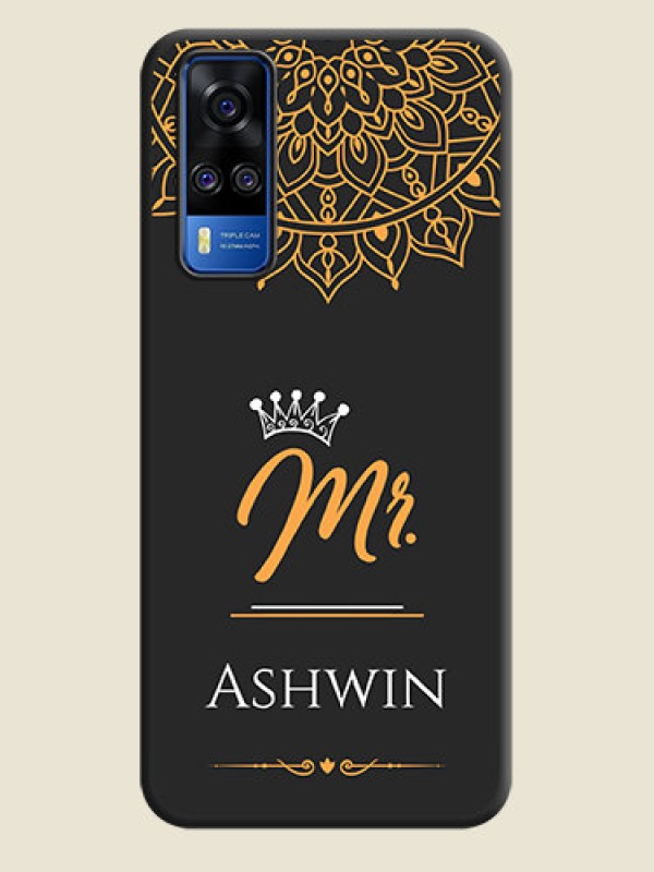 Custom Mr Name with Floral Design  on Personalised Space Black Soft Matte Cases - Vivo Y51A