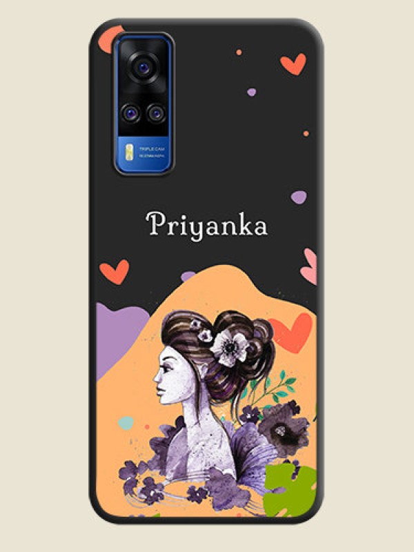 Custom Namecase For Her With Fancy Lady Image On Space Black Personalized Soft Matte Phone Covers -Vivo Y51A