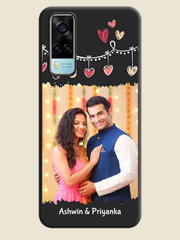 Custom Pink Love Hangings with Name on Space Black Custom Soft Matte Phone Cases - Vivo Y53s