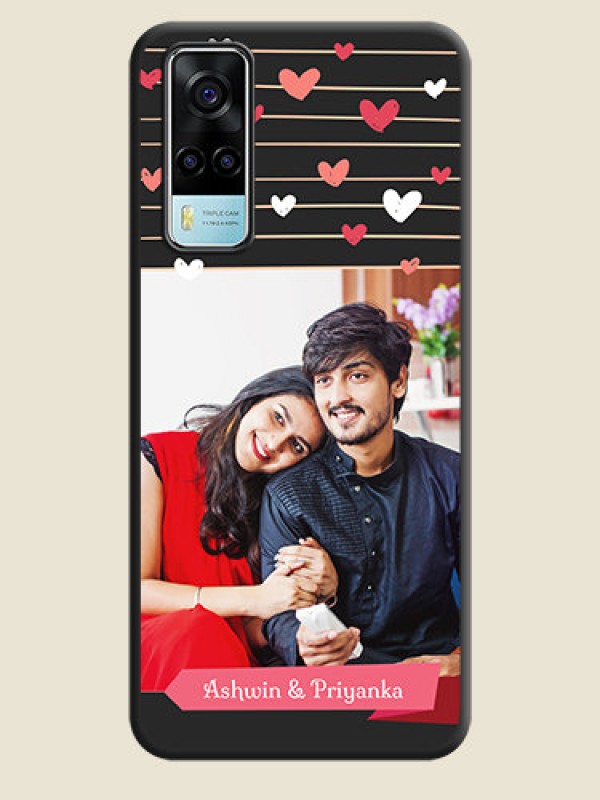 Custom Love Pattern with Name on Pink Ribbon  on Photo on Space Black Soft Matte Back Cover - Vivo Y53s