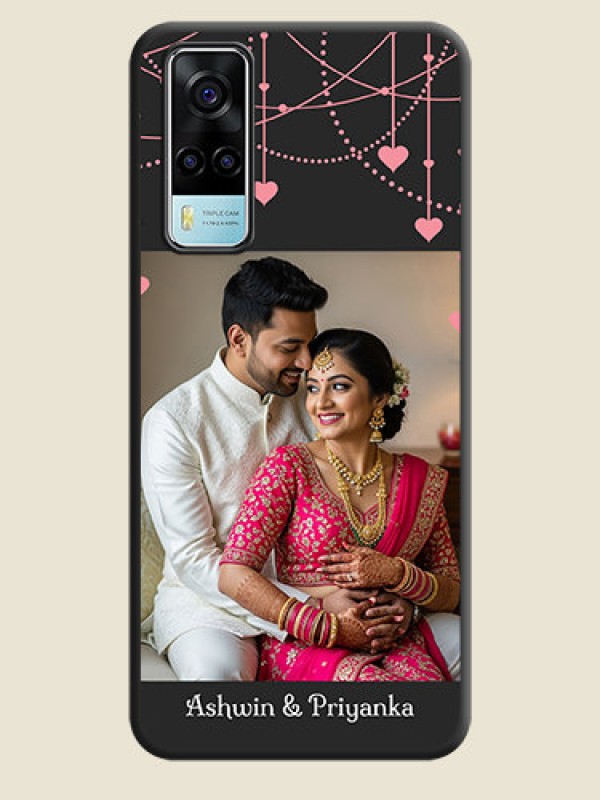 Custom Pink Love Hangings with Text on Space Black Custom Soft Matte Back Cover - Vivo Y53s