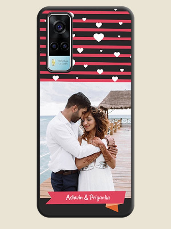 Custom White Color Love Symbols with Pink Lines Pattern on Space Black Custom Soft Matte Phone Cases - Vivo Y53s