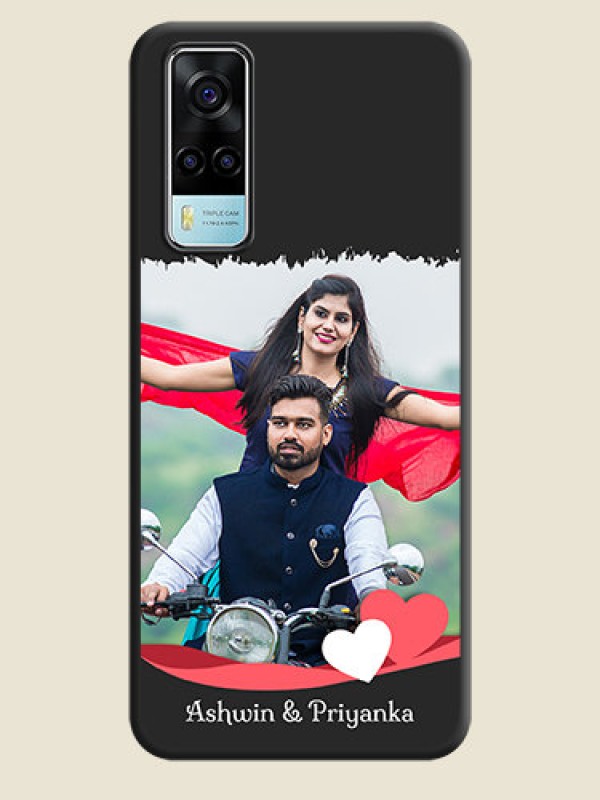 Custom Pin Color Love Shaped Ribbon Design with Text on Space Black Custom Soft Matte Phone Back Cover - Vivo Y53s